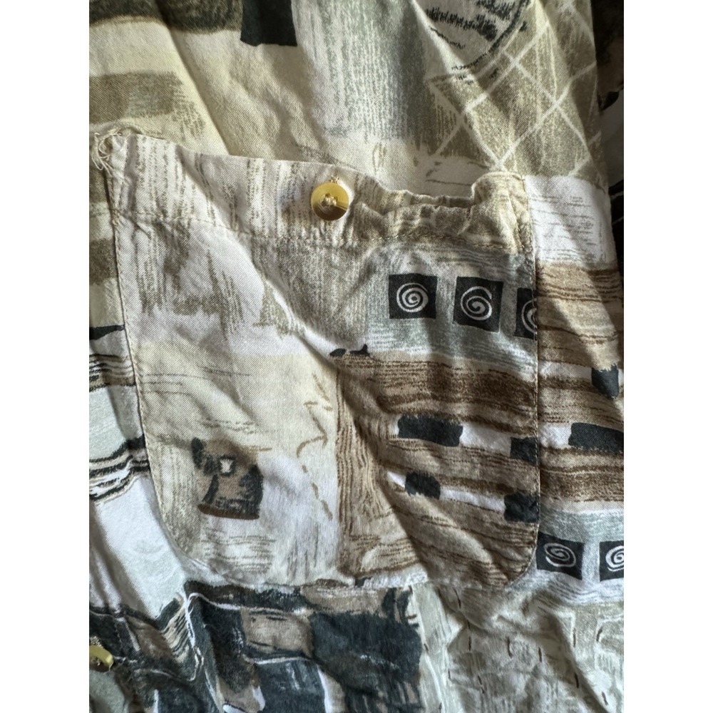 Vintage THUMBS UP for Him Mens Rayon short sleeve button abstract shirt Size L - Picture 3 of 5
